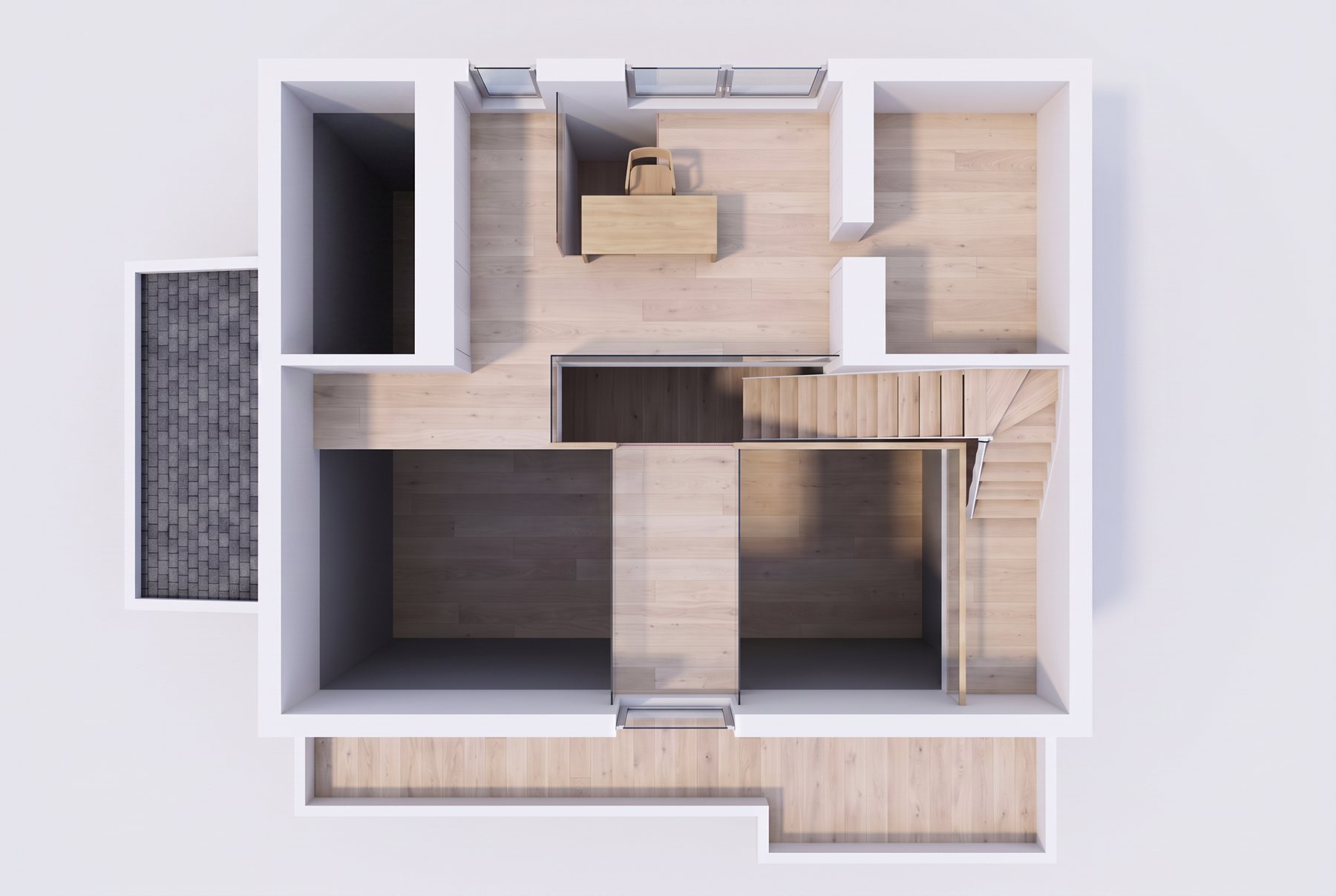 Materialisierter Grundriss Dachgeschoss