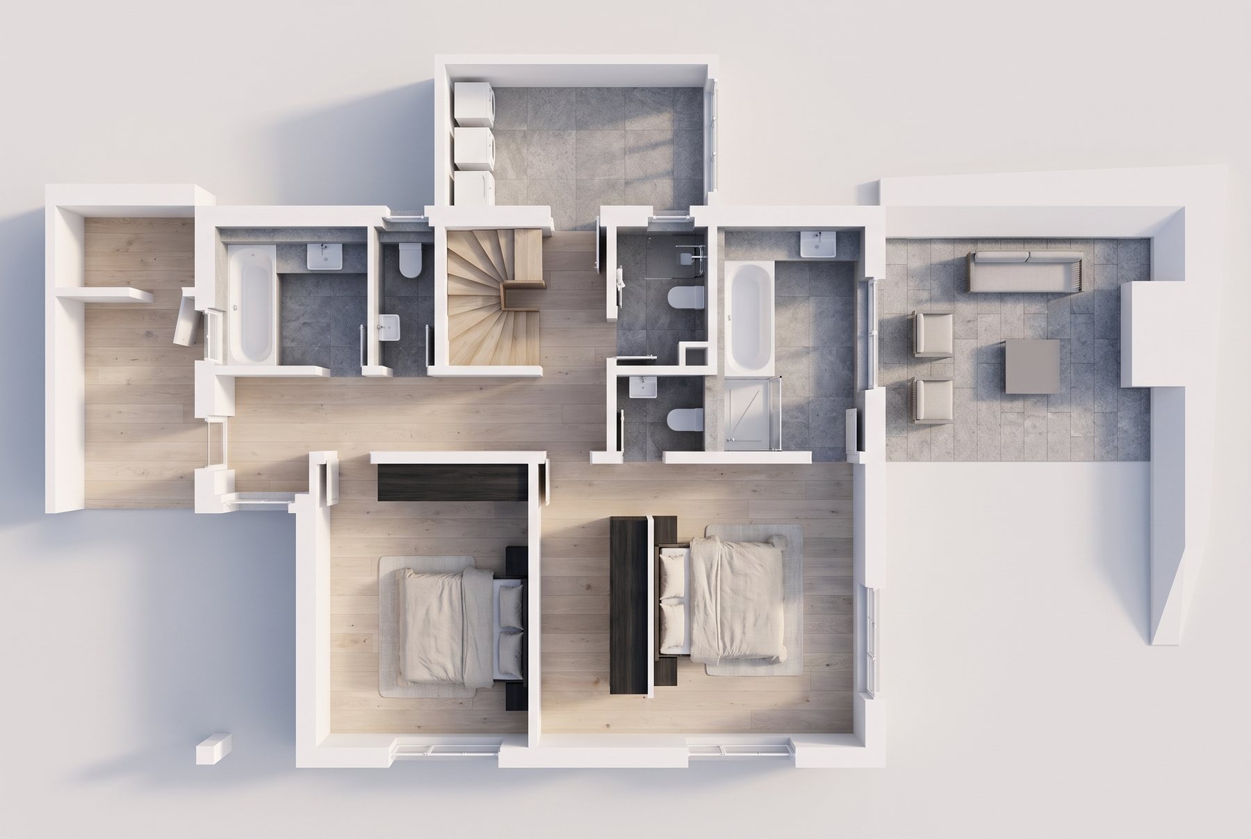 Materialisierter Grundriss Untergeschoss